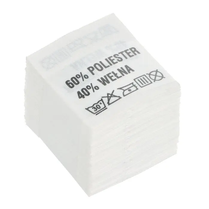 Wszywki surowcowo-ostrzegawcze 60% POLIESTER 40% WEŁNA 30° 20 x 22mm
