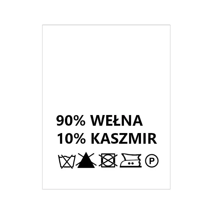 Wszywki surowcowo-ostrzegawcze 90% WEŁNA 10% KASZMIR nie prać 20 x 22mm