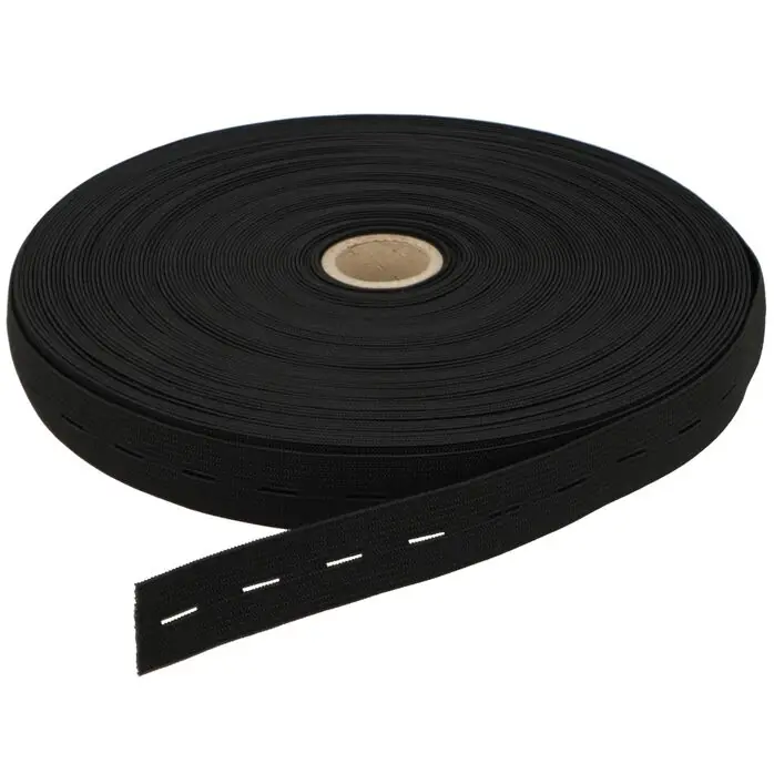 Guma z dziurką tkana 20mm kolor czarny 25mb