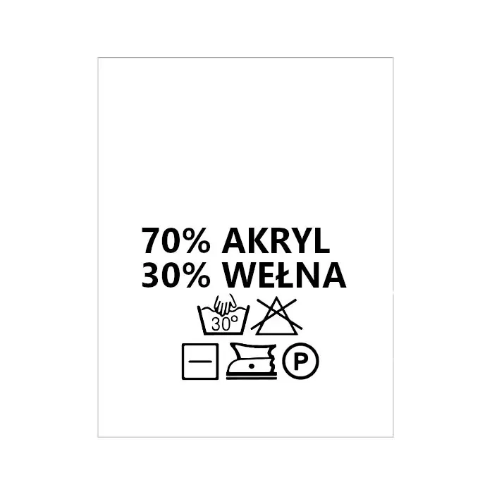 Wszywki surowcowo-ostrzegawcze 30% WEŁNA 70% AKRYL 30° prać ręcznie 20 x 22mm