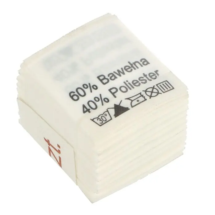 Wszywki surowcowo-ostrzegawcze 60% Bawełna 40% Poliester 30° 20 x 22mm