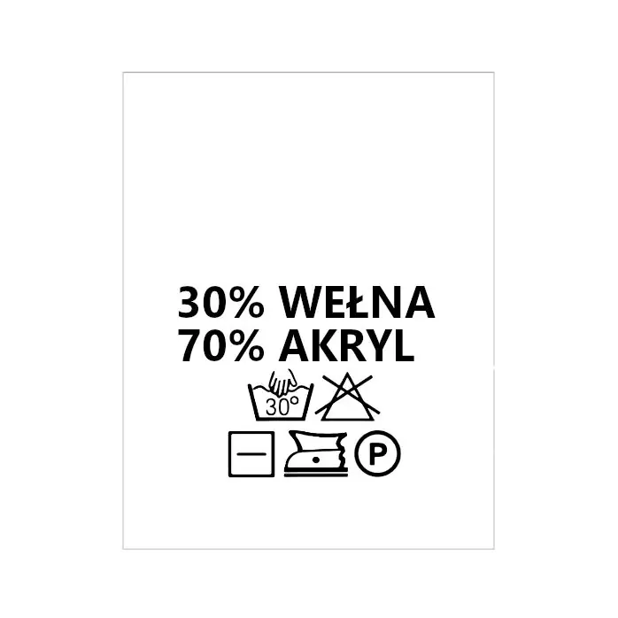 Wszywki surowcowo-ostrzegawcze 30% WEŁNA 70% AKRYL 30° prać ręcznie 20 x 22mm
