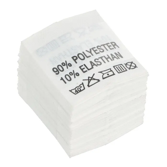 Wszywki surowcowo-ostrzegawcze 90% POLYESTER 10% ELASTHAN 40° 20 x 22mm