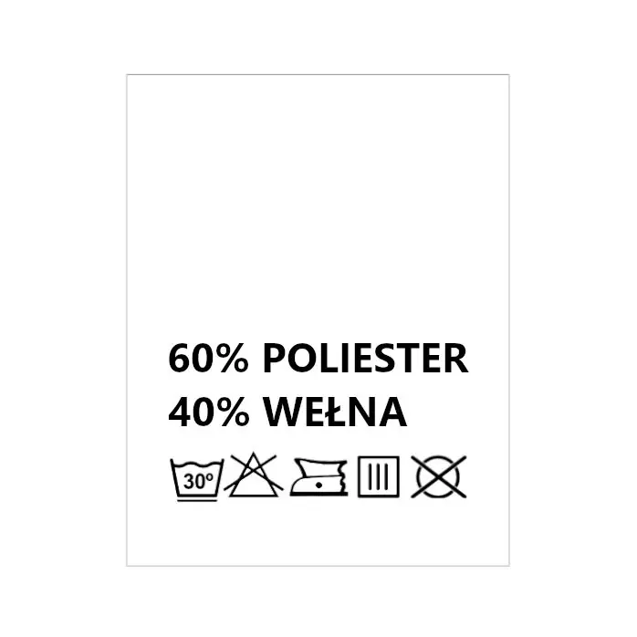 Wszywki surowcowo-ostrzegawcze 60% POLIESTER 40% WEŁNA 30° 20 x 22mm