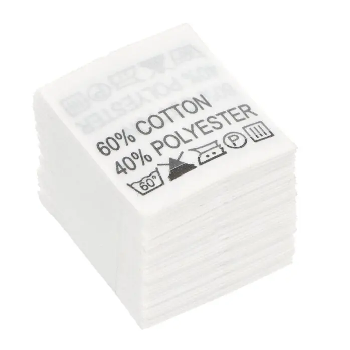 Wszywki surowcowo-ostrzegawcze 60% COTTON 40% POLYESTER 60° 20 x 22mm