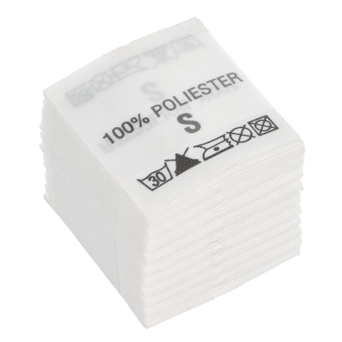 Wszywki surowcowo-ostrzegawcze rozmiar S 100% POLIESTER 30° B-So 148