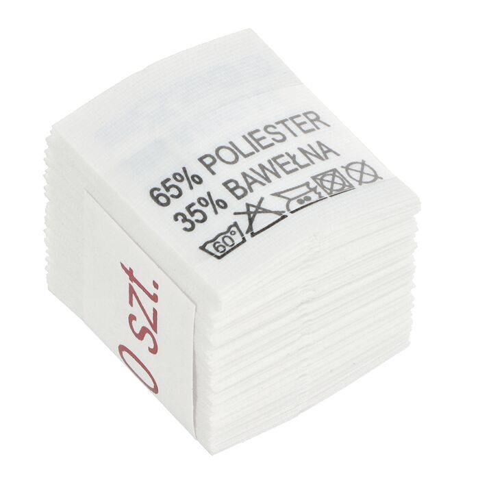 Wszywki surowcowo-ostrzegawcze 65% POLIESTER 35% BAWEŁNA 60° 20 x 22mm