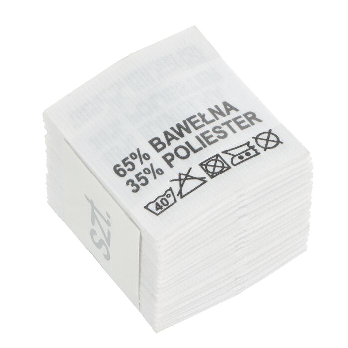 Wszywki surowcowo-ostrzegawcze 65% BAWEŁNA 35% POLIESTER 40° 20 x 22mm