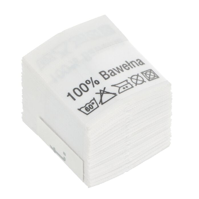 Wszywki surowcowo-ostrzegawcze 100% Bawełna 60° 20 x 22mm