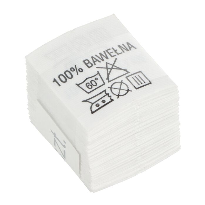 Wszywki surowcowo-ostrzegawcze 100% BAWEŁNA 60° 20 x 22mm