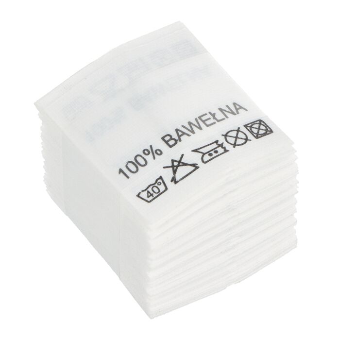 Wszywki surowcowo-ostrzegawcze 100% BAWEŁNA 40° 20 x 22mm