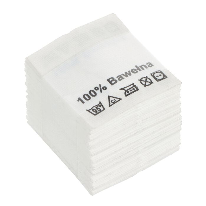 Wszywki surowcowo-ostrzegawcze 100% Bawełna 95° 20 x 22mm