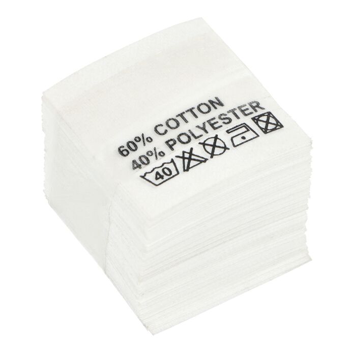 Wszywki surowcowo-ostrzegawcze 60% COTTON 40% POLYESTER 40° 20 x 22mm