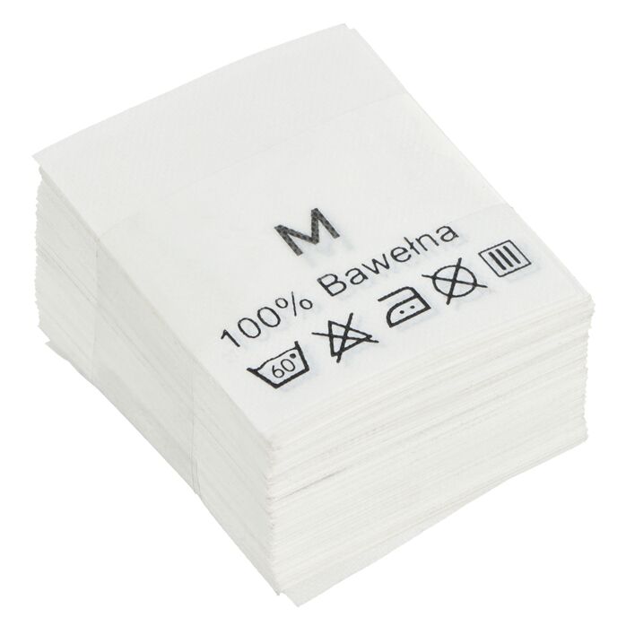 Wszywki surowcowo-ostrzegawcze rozmiar M 100% Bawełna 60° duże
