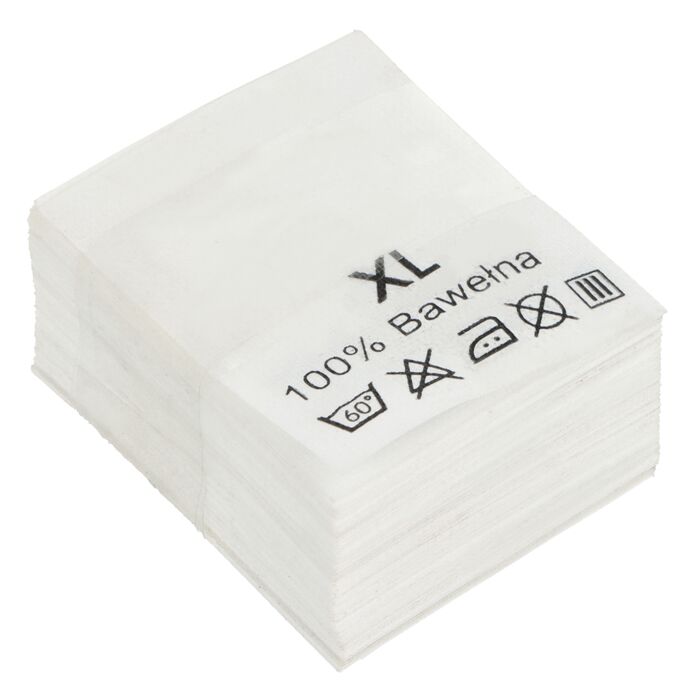 Wszywki surowcowo-ostrzegawcze rozmiar XL 100% Bawełna 60° duże