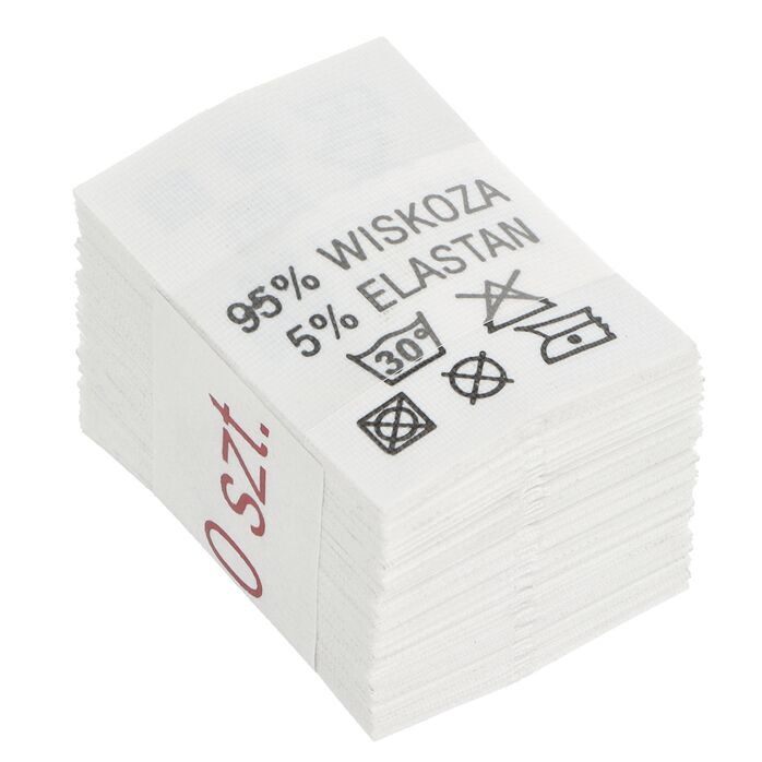 Wszywki surowcowo-ostrzegawcze 95% WISKOZA 5% ELASTAN 30° 20 x 28mm