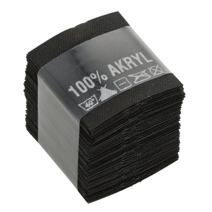 Wszywki surowcowo-ostrzegawcze 100% AKRYL 40° czarne 20 x 22mm