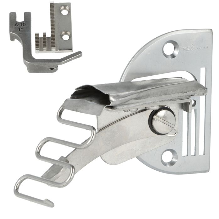 Lamownik A10 S60 28mm obustronnie podwijający, szyje po łuku wewnętrznym stebnówka transport dolny ząbkowy